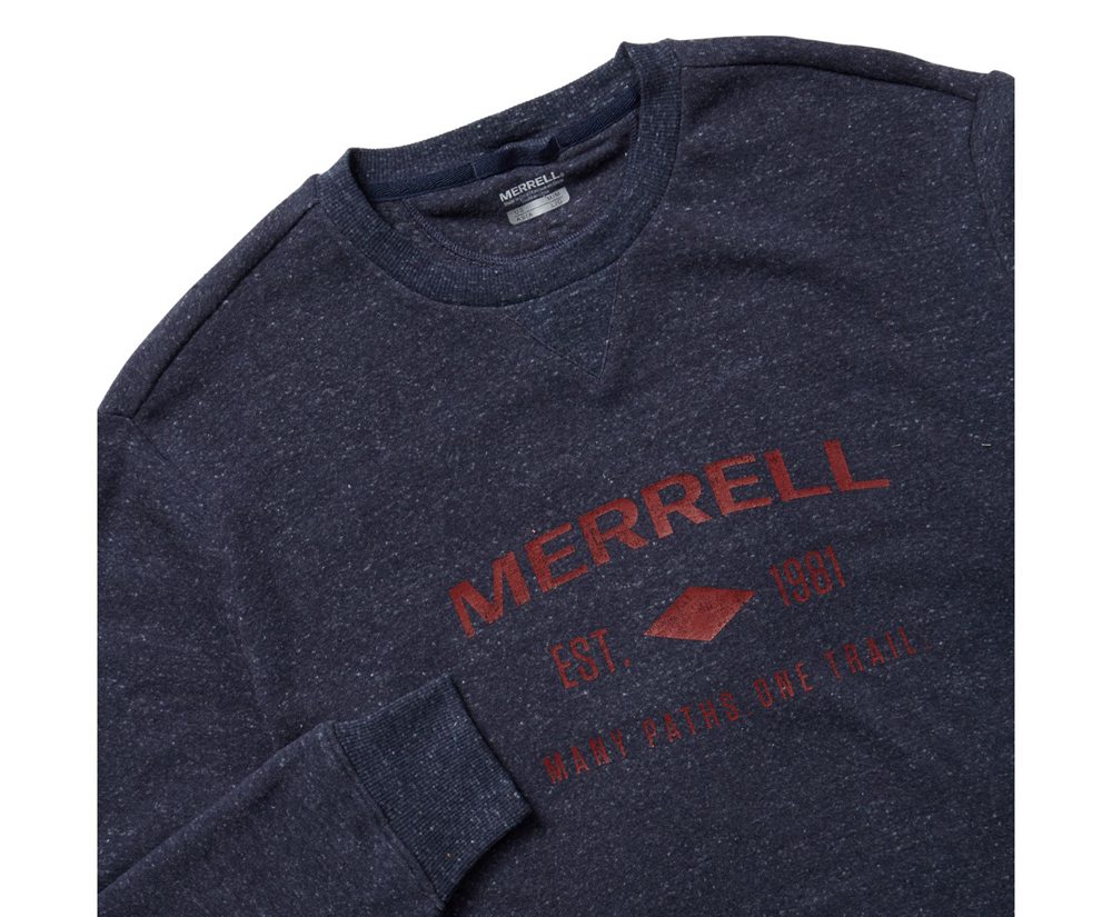 Pullover Merrell Męskie Granatowe - Est 1981 Wordmark Crewneck - 083954-FIW